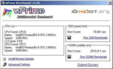 wPrime tulemus minu tööarvutis