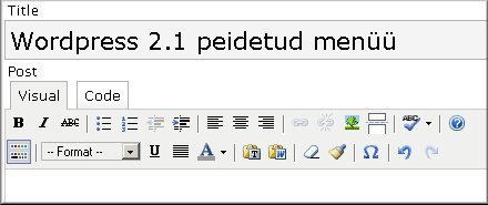 Wordpress 2.1 peidetud menüü