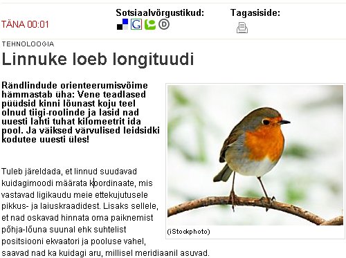 Linnuke loeb longituudi