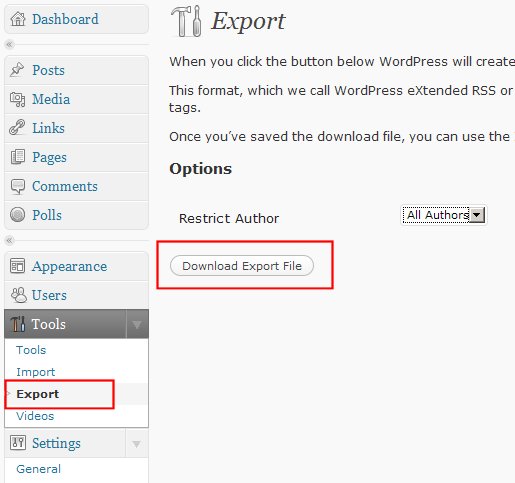 WordPress Export